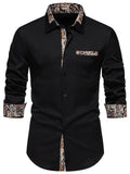 Chemise boutonnée à manches longues et imprimé cachemire colorblock pour homme