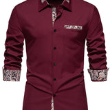 Chemise boutonnée à manches longues et imprimé cachemire colorblock pour homme