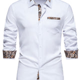 Chemise boutonnée à manches longues et imprimé cachemire colorblock pour homme