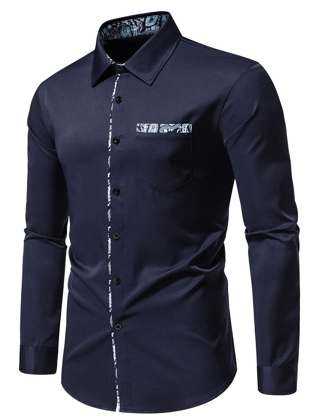 Chemise à manches longues à imprimé cachemire pour homme
