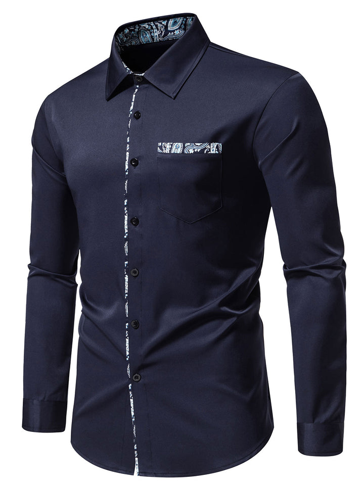 Chemise à manches longues à imprimé cachemire pour homme