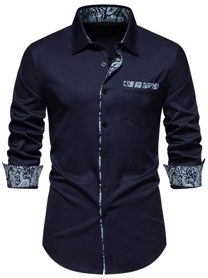 Chemise à manches longues à imprimé cachemire pour homme