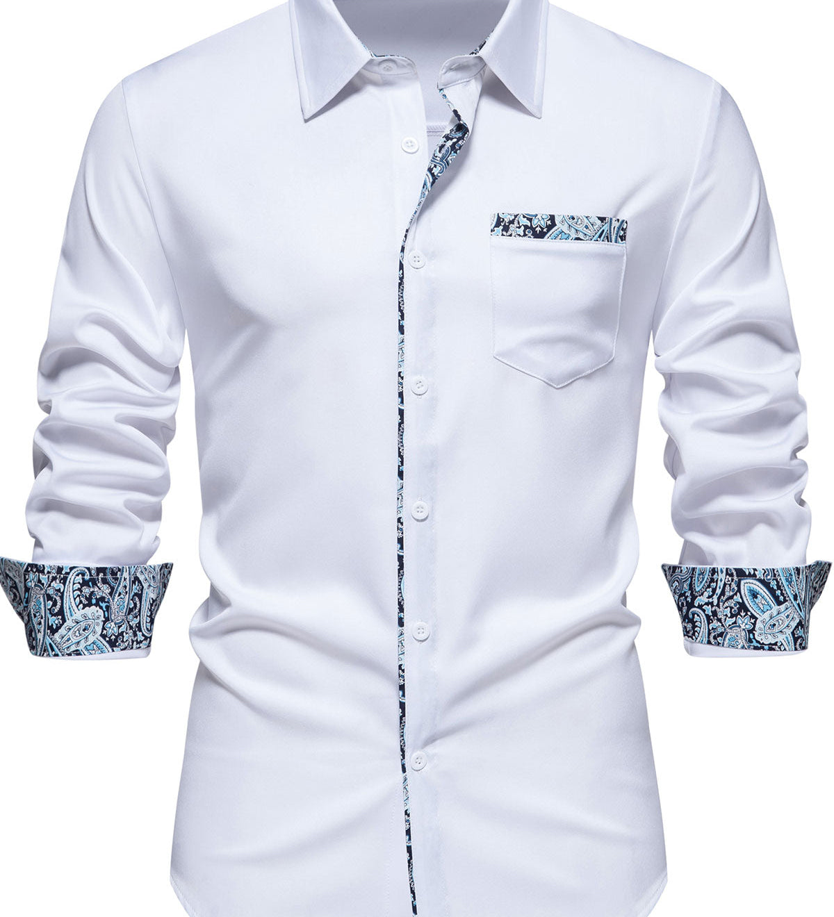 Chemise à manches longues à imprimé cachemire pour homme