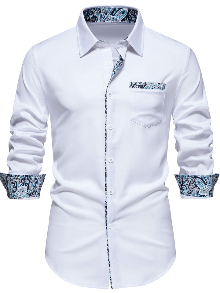 Chemise à manches longues à imprimé cachemire pour homme