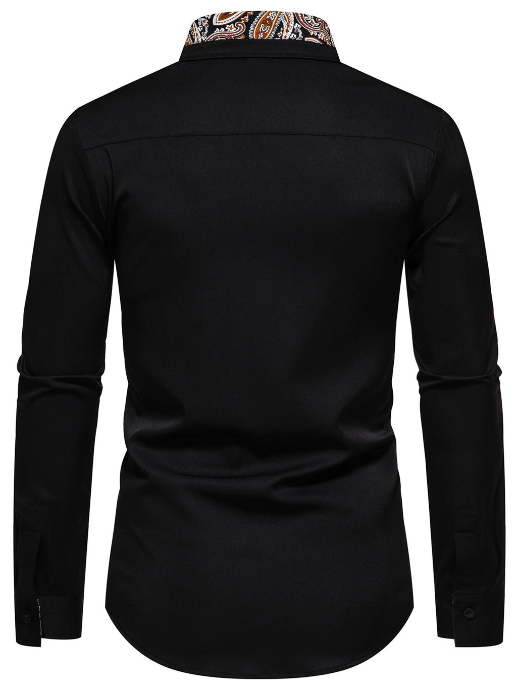 Chemise boutonnée à manches longues et imprimé cachemire colorblock pour homme