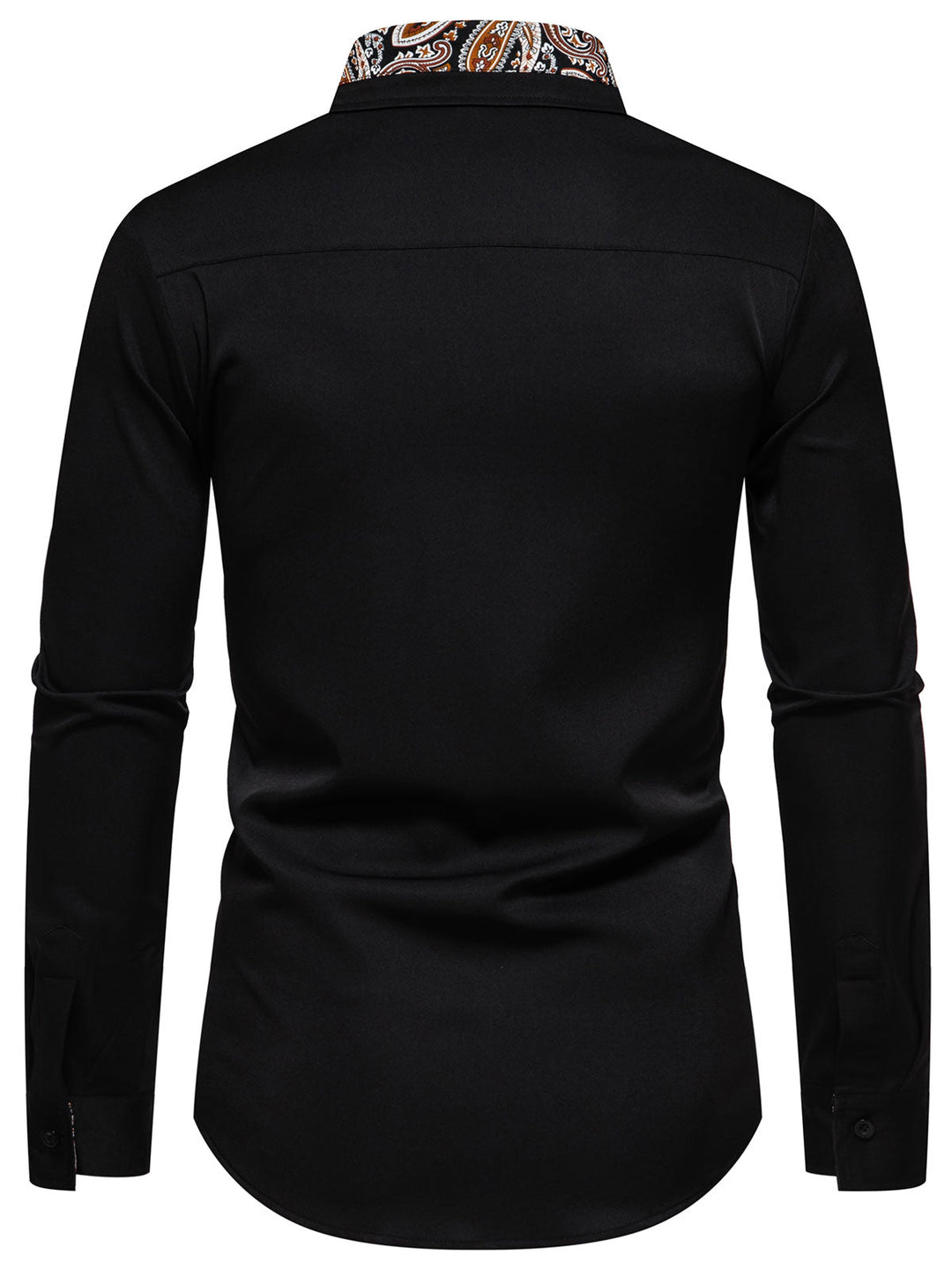 Chemise boutonnée à manches longues et imprimé cachemire colorblock pour homme