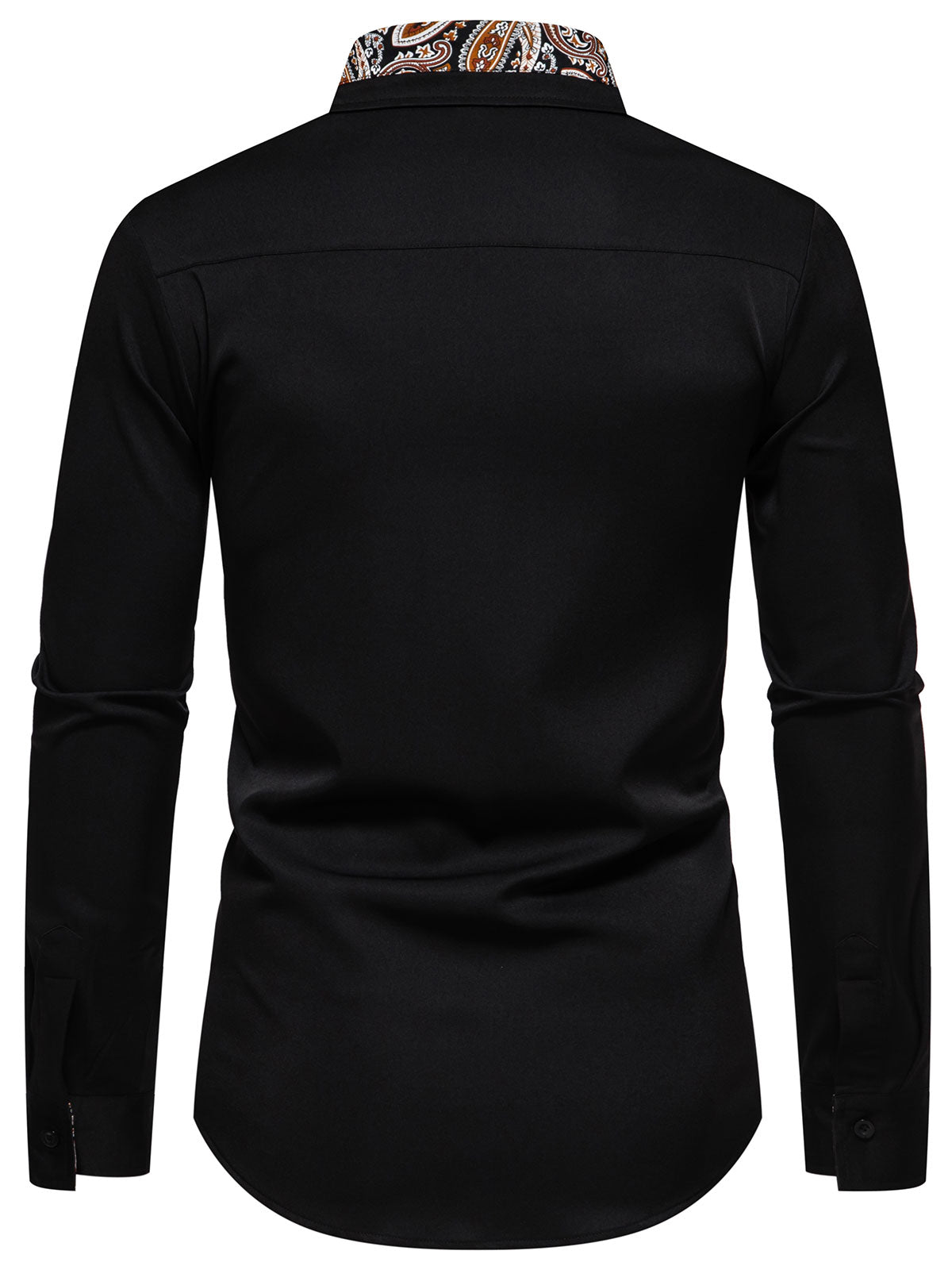 Chemise boutonnée à manches longues et imprimé cachemire colorblock pour homme