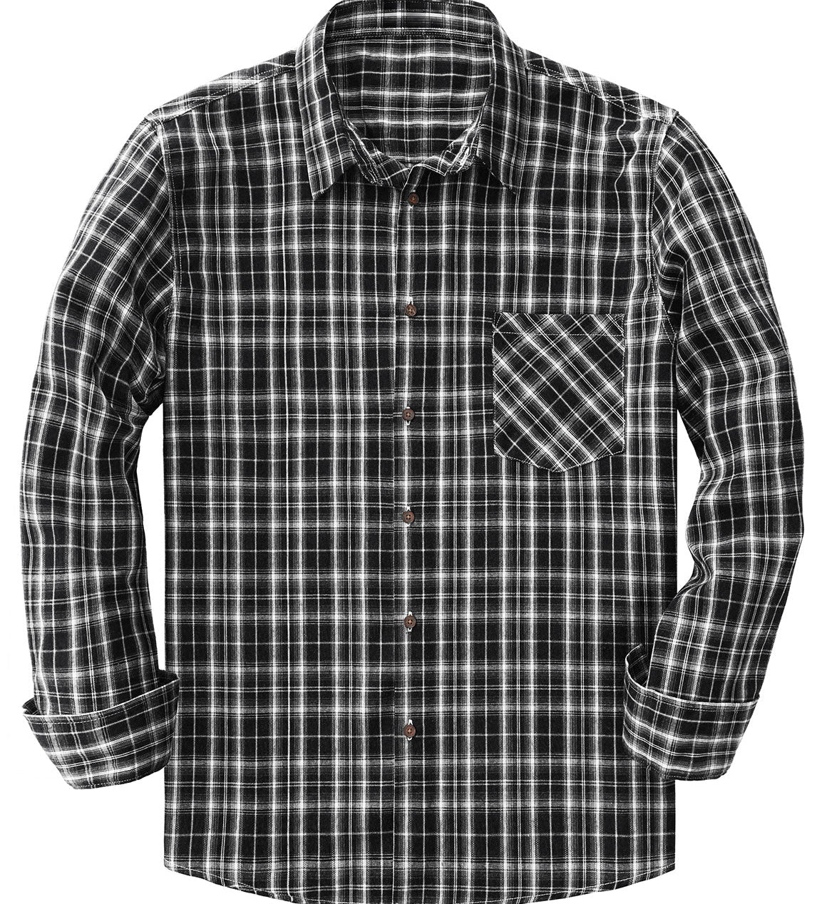 Chemise à manches longues à carreaux décontractée pour hommes avec poche rétro