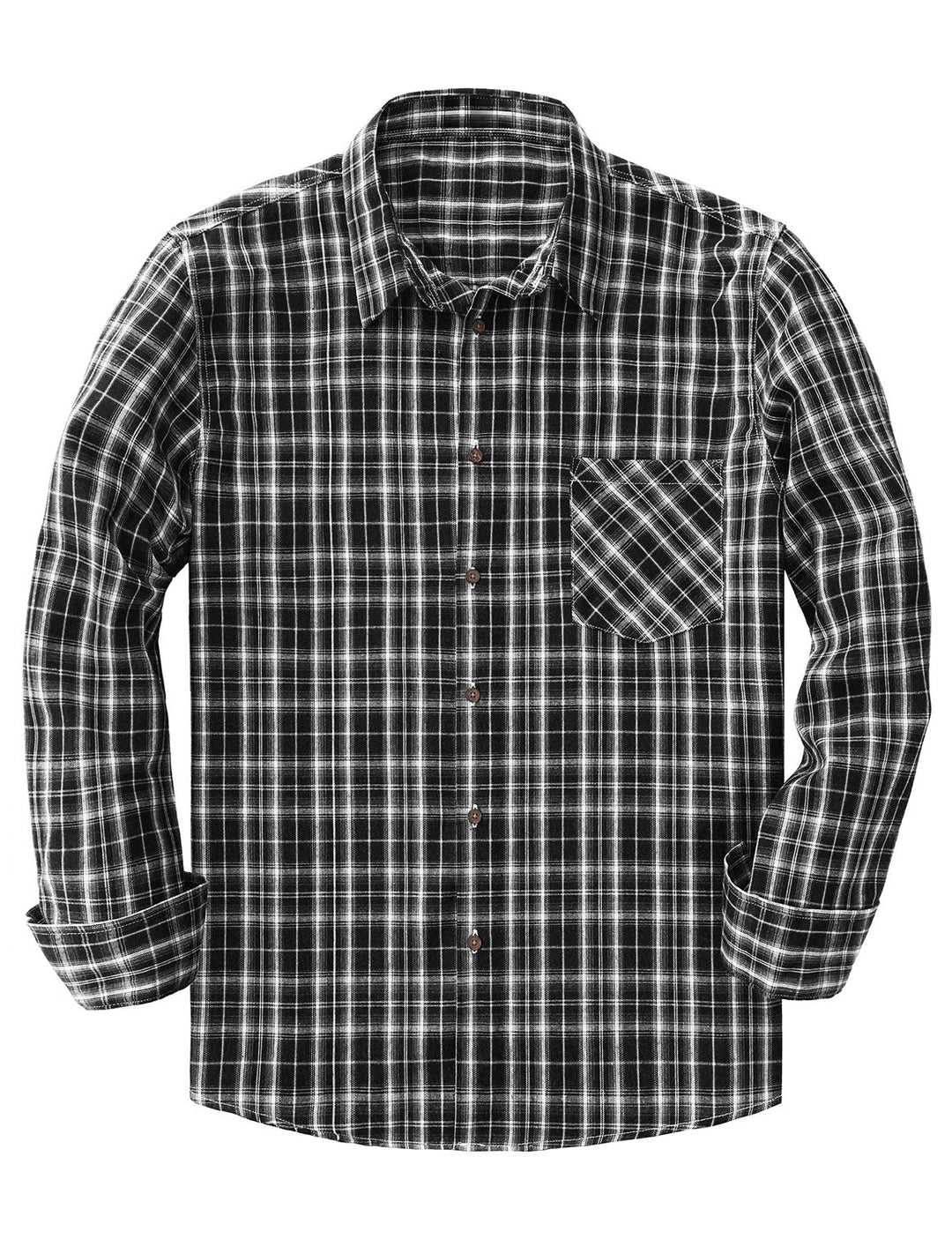 Chemise à manches longues à carreaux décontractée pour hommes avec poche rétro