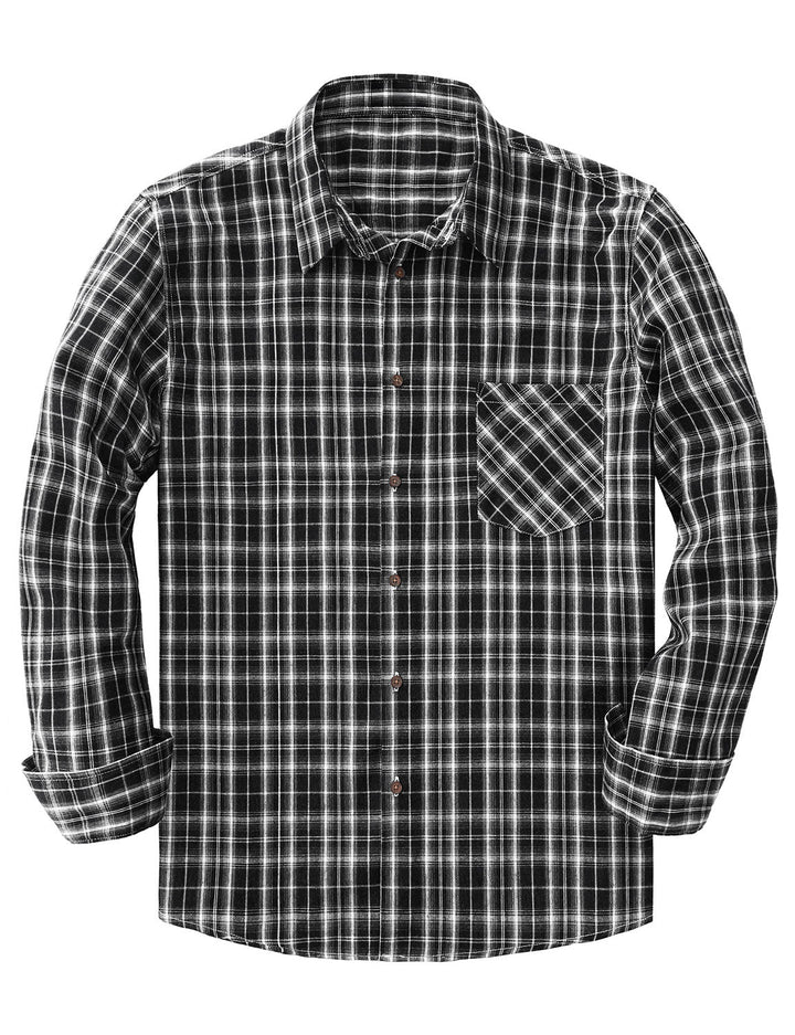Chemise à manches longues à carreaux décontractée pour hommes avec poche rétro