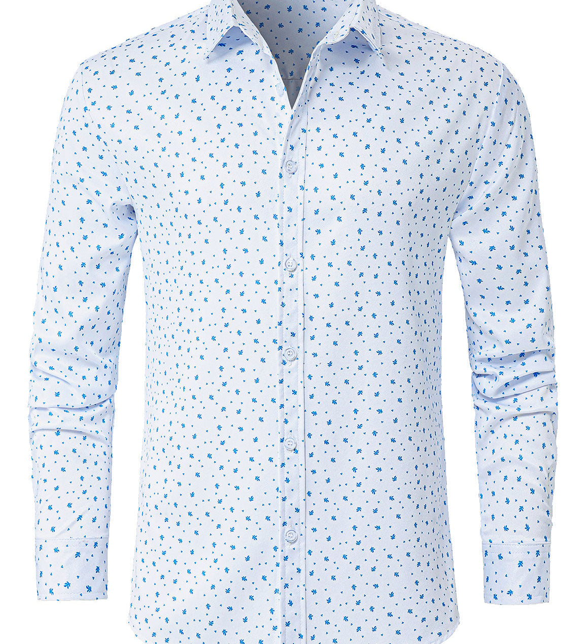 Chemise décontractée à manches longues pour homme, blanche et imprimée