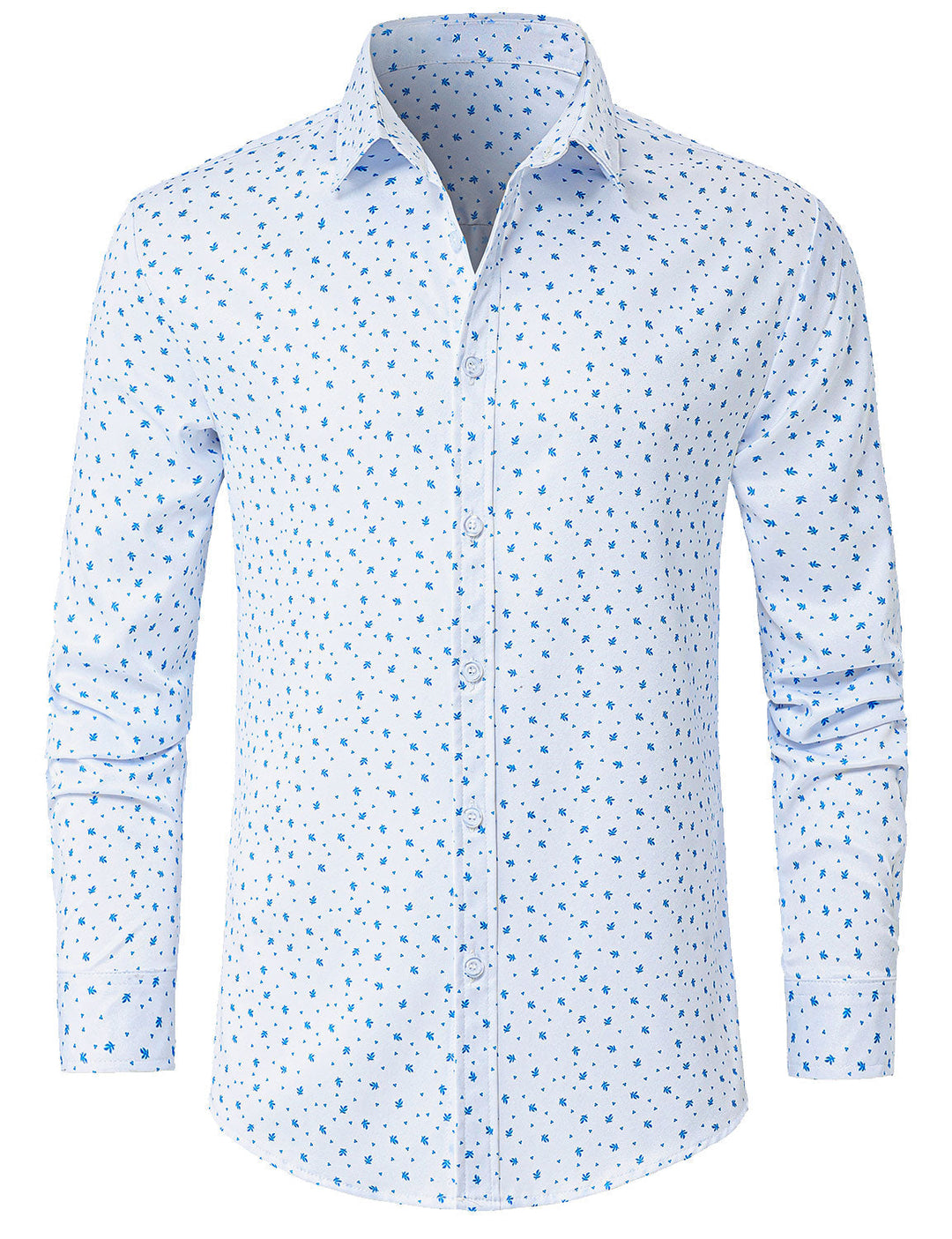 Chemise décontractée à manches longues pour homme, blanche et imprimée