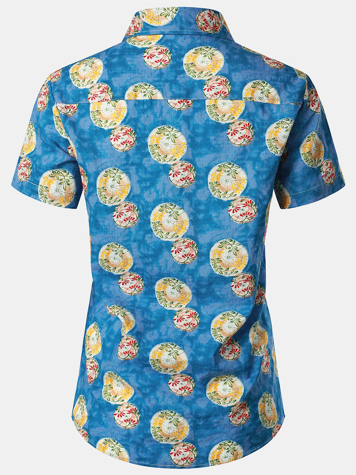 Chemisier à imprimé floral pour femme, chemise hawaïenne en coton à manches courtes pour la plage, l&