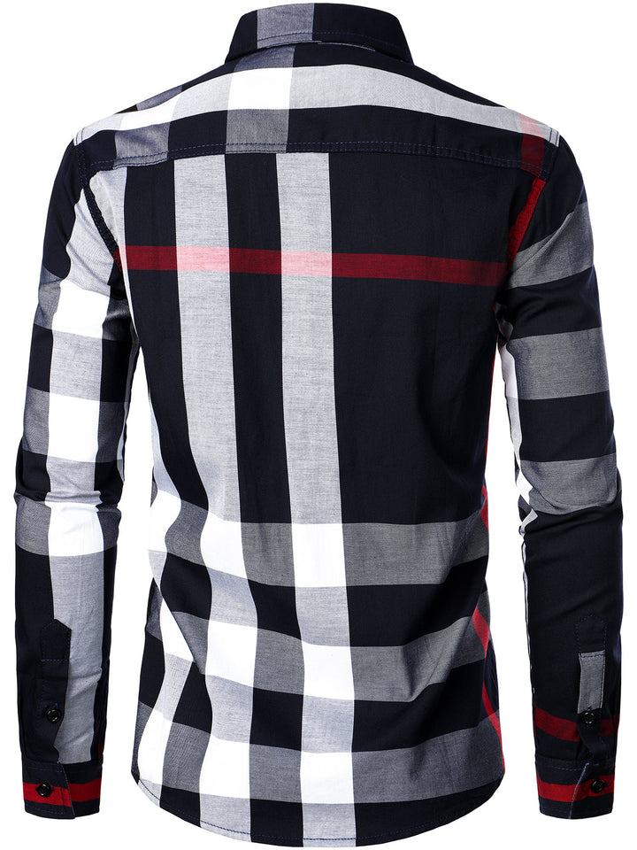 Chemise à manches longues coupe classique en carreaux pur coton