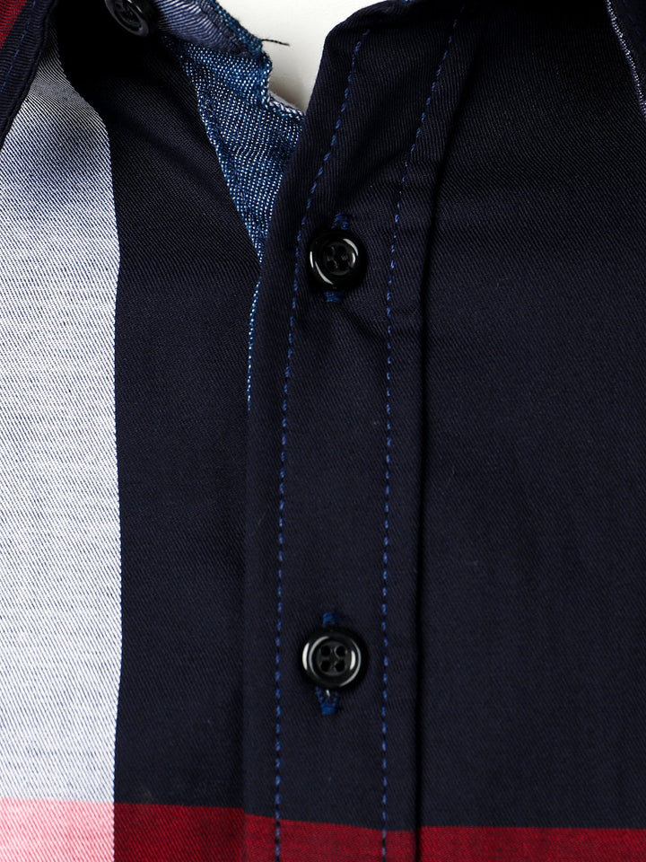 Chemise à manches longues coupe classique en carreaux pur coton