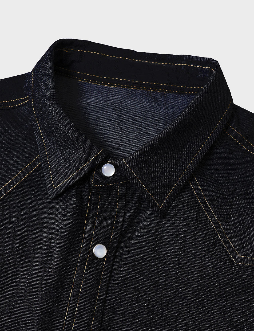 Chemise à manches longues en denim style cowboy pour homme avec boutons-pression nacrés