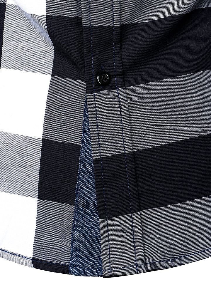 Chemise à manches longues coupe classique en carreaux pur coton