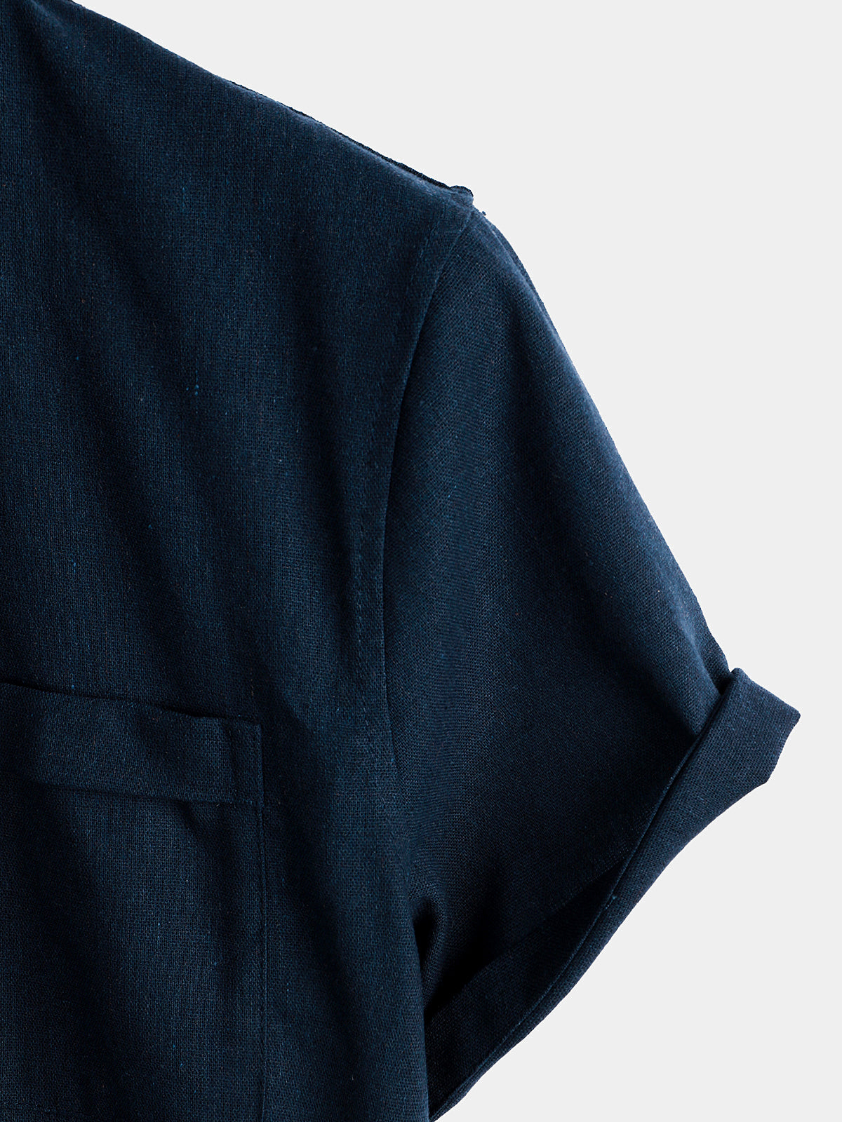 Chemise pour Homme en Couleur Unie avec Col Haut et Bouton Moyen, avec Poche Frontale