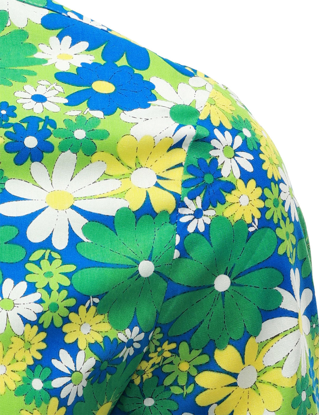 Chemise boutonnée à manches longues en coton vert à fleurs pour hommes