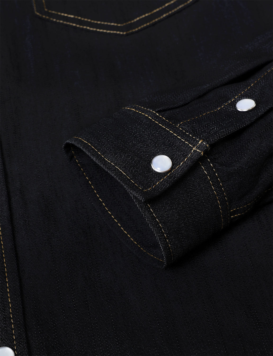 Chemise à manches longues en denim style cowboy pour homme avec boutons-pression nacrés