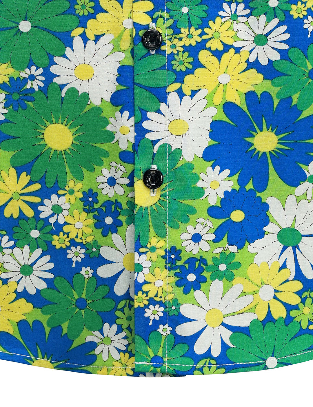 Chemise boutonnée à manches longues en coton vert à fleurs pour hommes