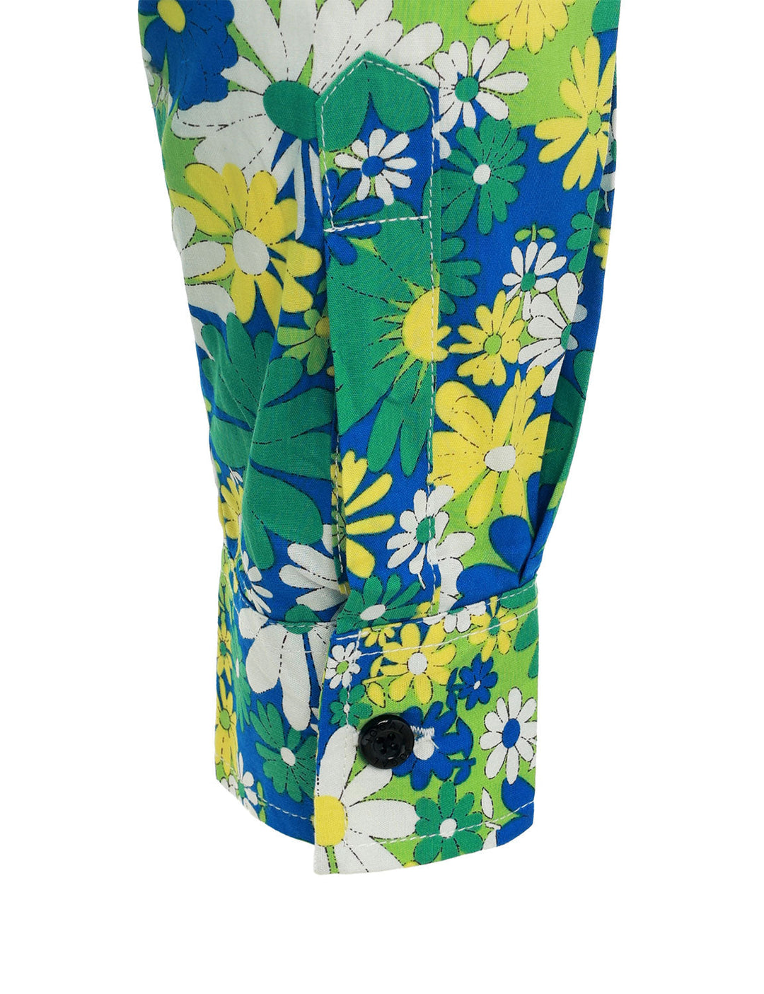 Chemise boutonnée à manches longues en coton vert à fleurs pour hommes