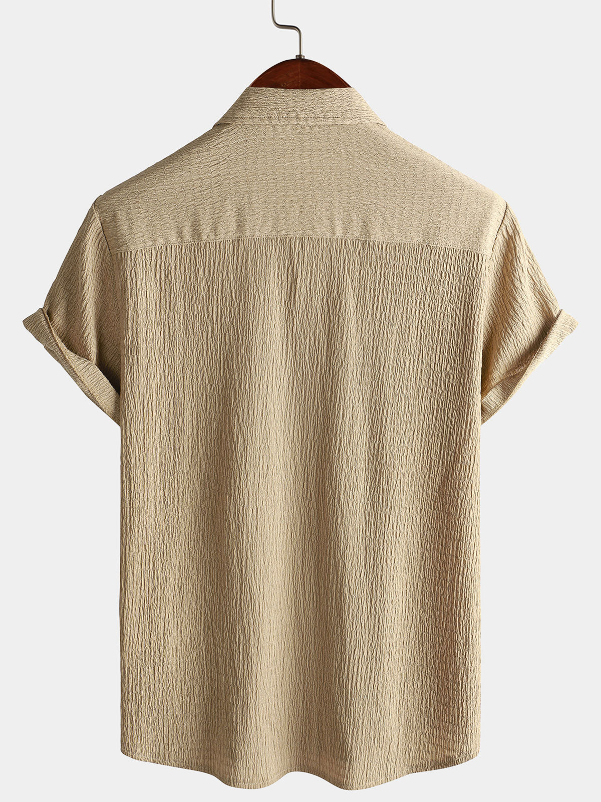 Chemise Casual à Manches Courtes Unie pour Homme en Été
