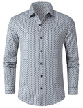 Chemise à manches longues grise à imprimé rétro pour homme