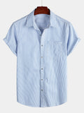 Chemise à Manches Courtes Rayée avec Poche pour Homme