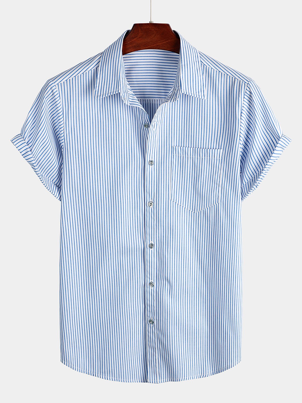 Chemise à Manches Courtes Rayée avec Poche pour Homme