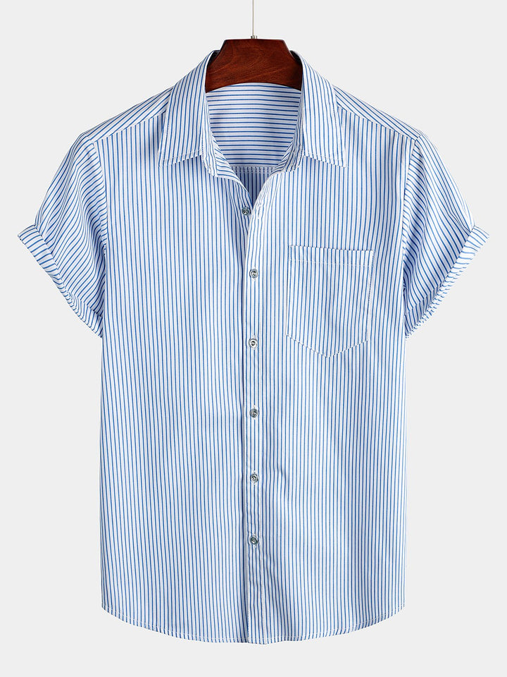 Chemise décontractée boutonnée à manches courtes pour hommes