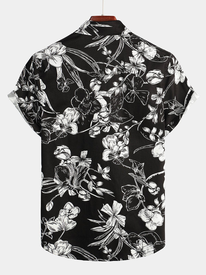 Chemise hawaïenne tropicale en coton à fleurs pour homme