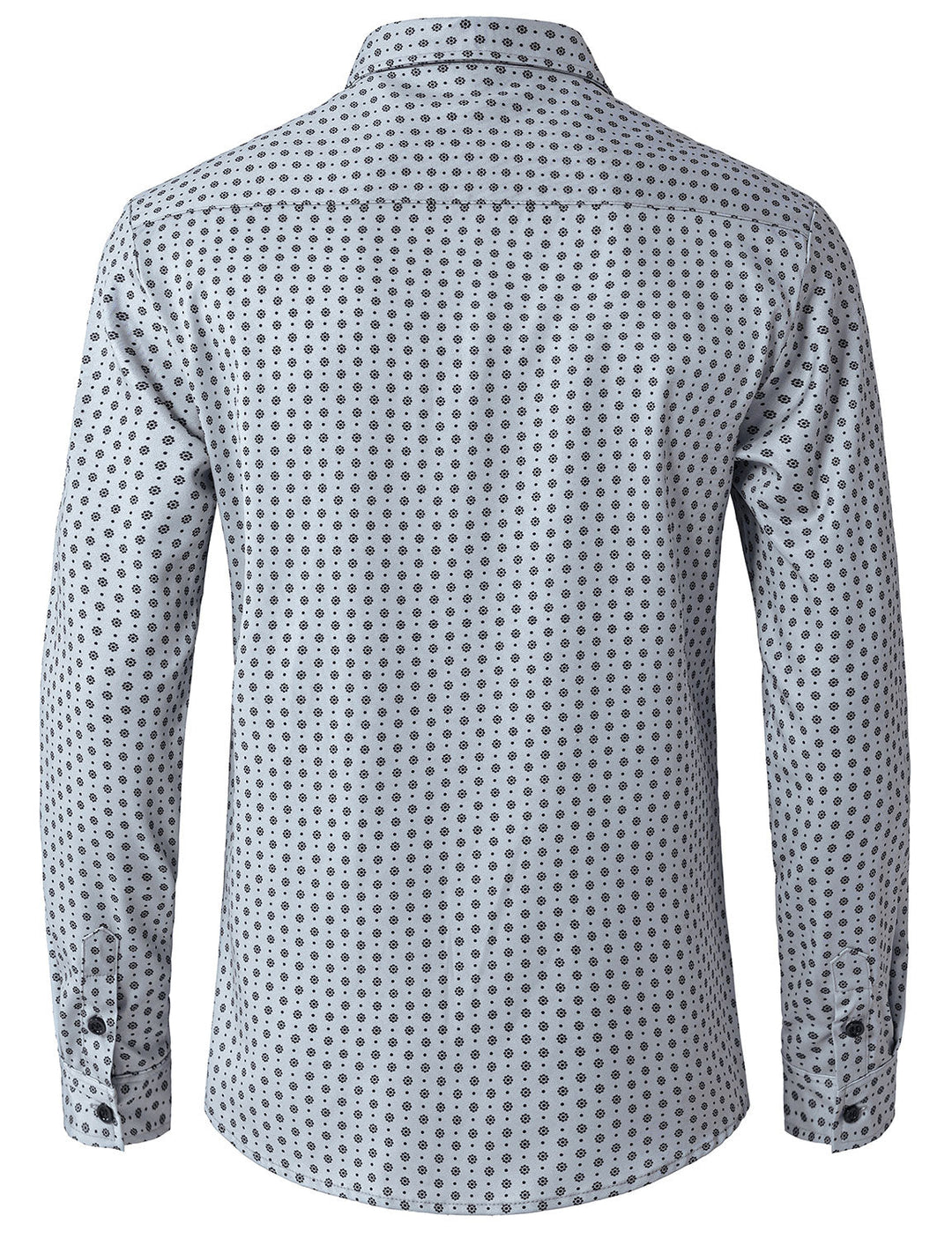 Chemise à manches longues grise à imprimé rétro pour homme