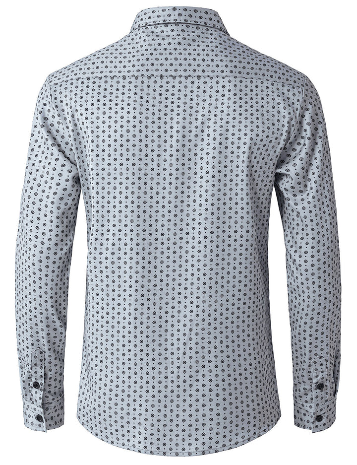 Chemise à manches longues grise à imprimé rétro pour homme