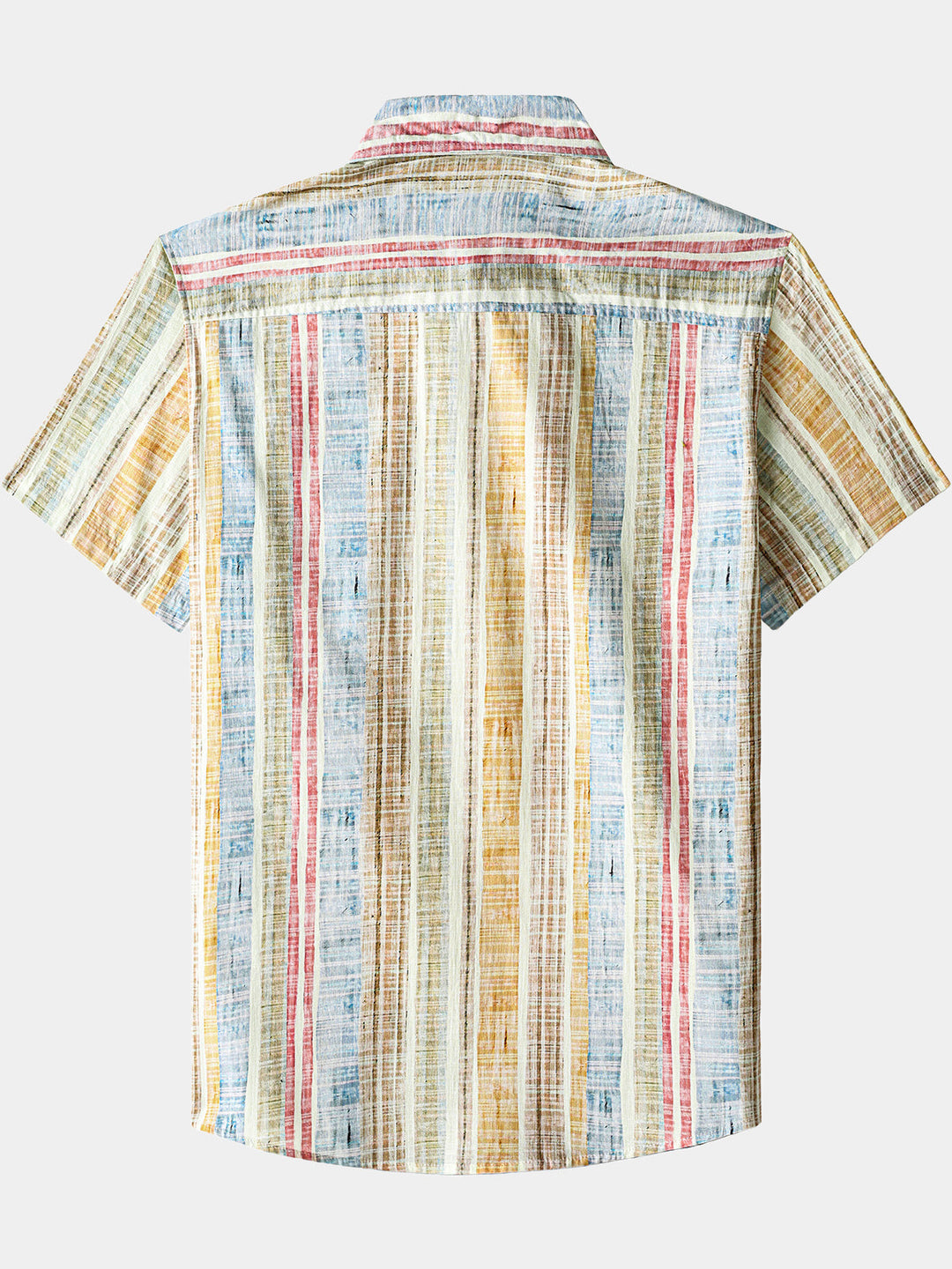 Chemise Homme Rayures Verticales en Coton Manches Courtes