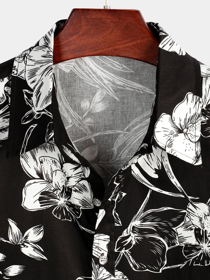 Chemise hawaïenne tropicale en coton à fleurs pour homme