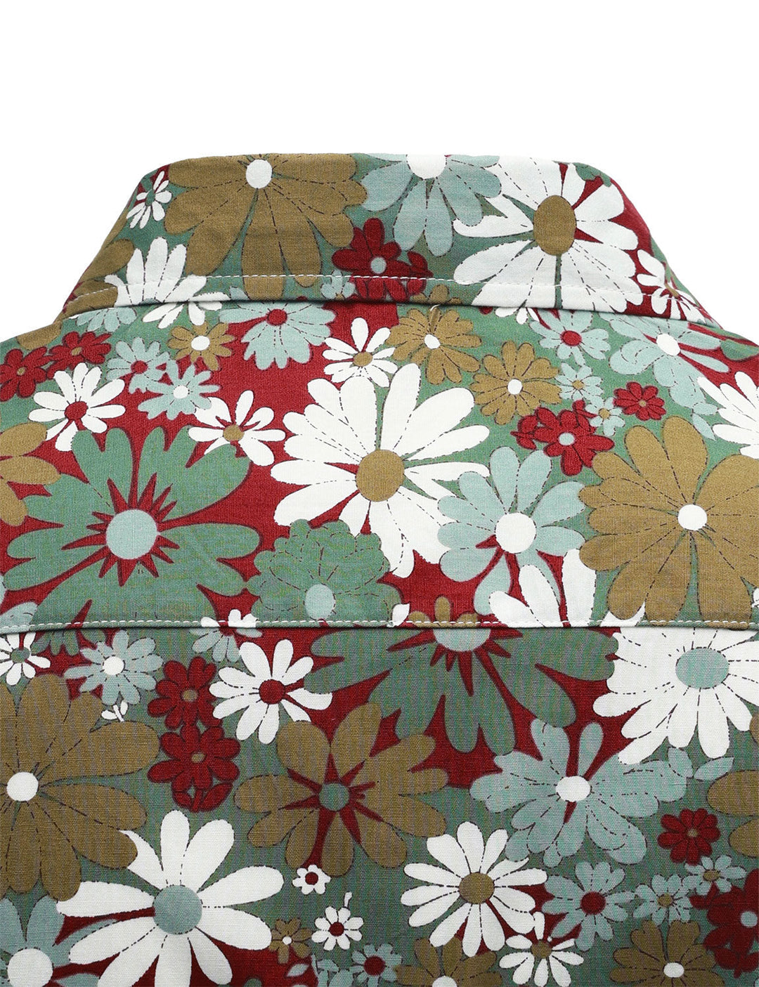 Chemise boutonnée à manches longues en coton à fleurs kaki pour homme