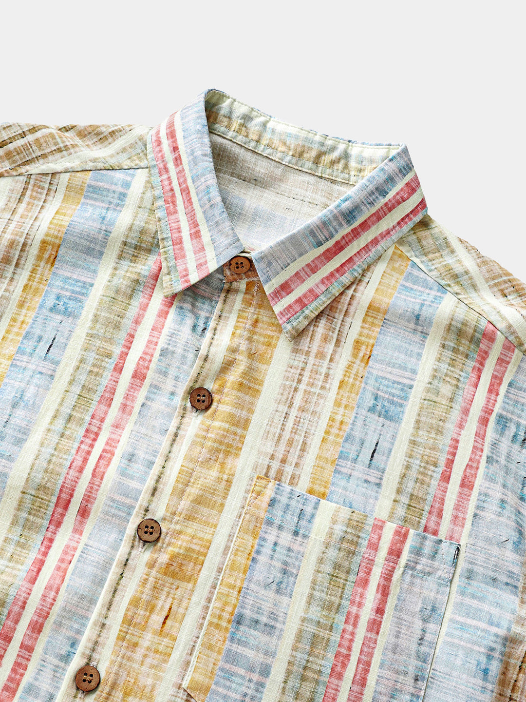 Chemise Homme Rayures Verticales en Coton Manches Courtes
