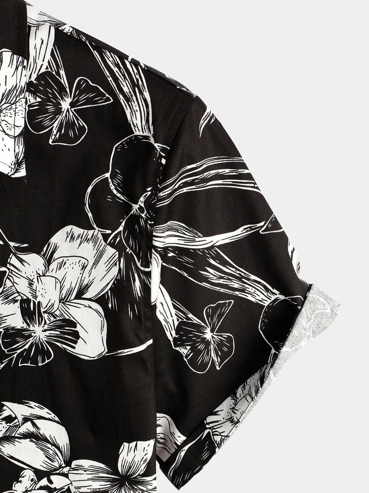 Chemise hawaïenne tropicale en coton à fleurs pour homme