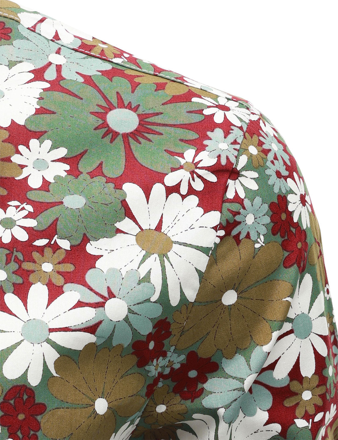 Chemise boutonnée à manches longues en coton à fleurs kaki pour homme