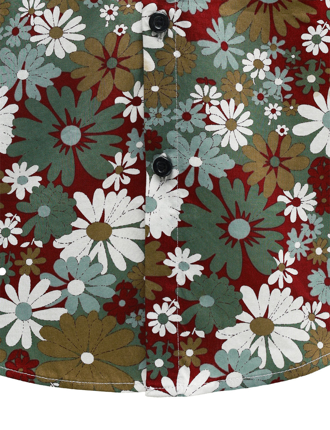 Chemise boutonnée à manches longues en coton à fleurs kaki pour homme