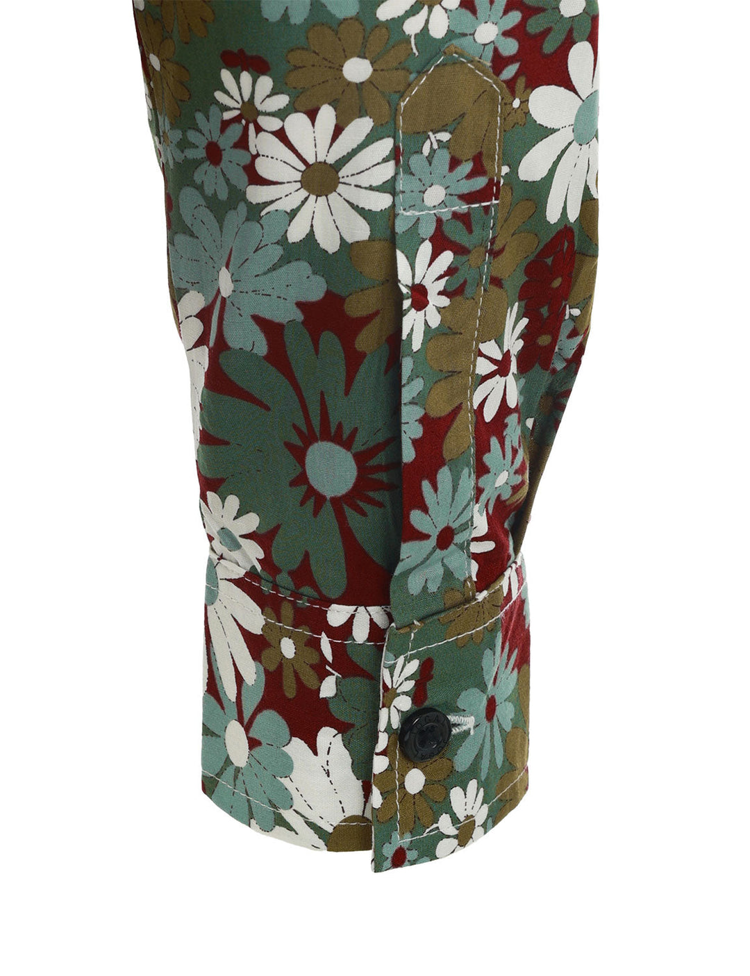 Chemise boutonnée à manches longues en coton à fleurs kaki pour homme