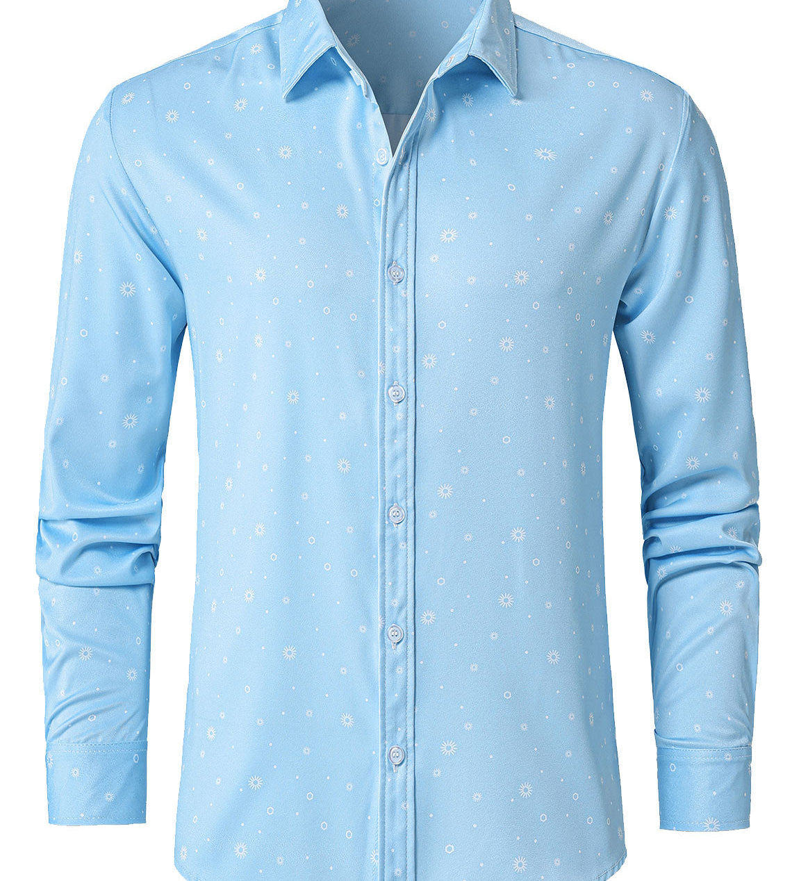 Chemise à manches longues bleue décontractée à imprimé pour homme