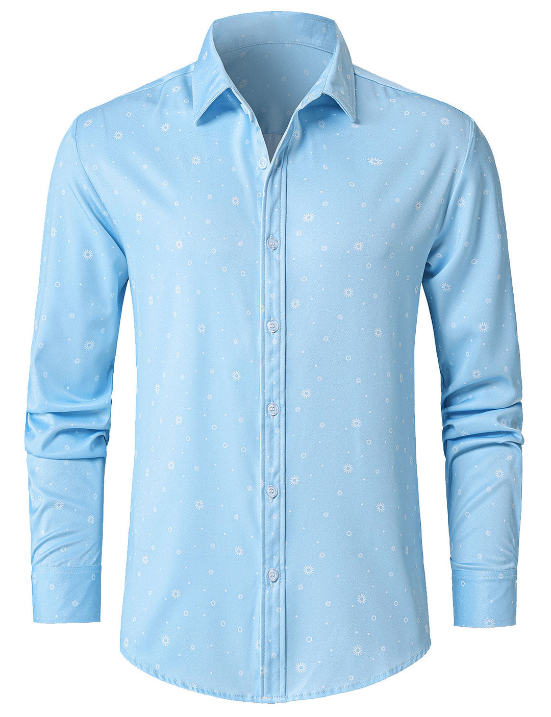 Chemise à manches longues bleue décontractée à imprimé pour homme