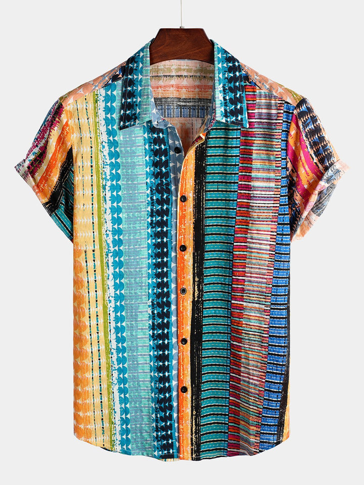 Chemise rayée à manches courtes pour hommes