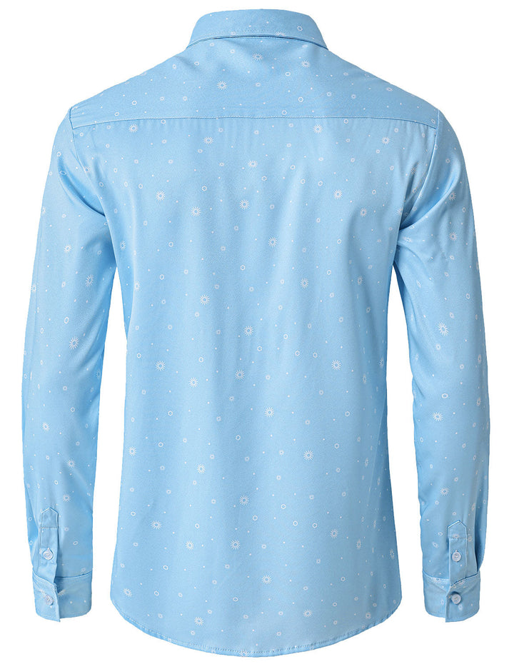 Chemise à manches longues bleue décontractée à imprimé pour homme