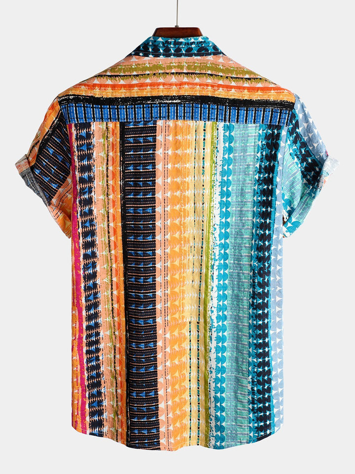 Chemise rayée à manches courtes pour hommes
