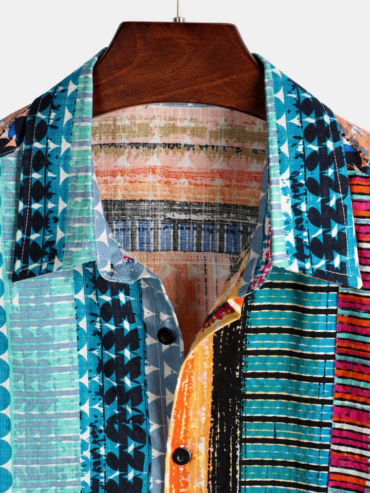 Chemise rayée à manches courtes pour hommes