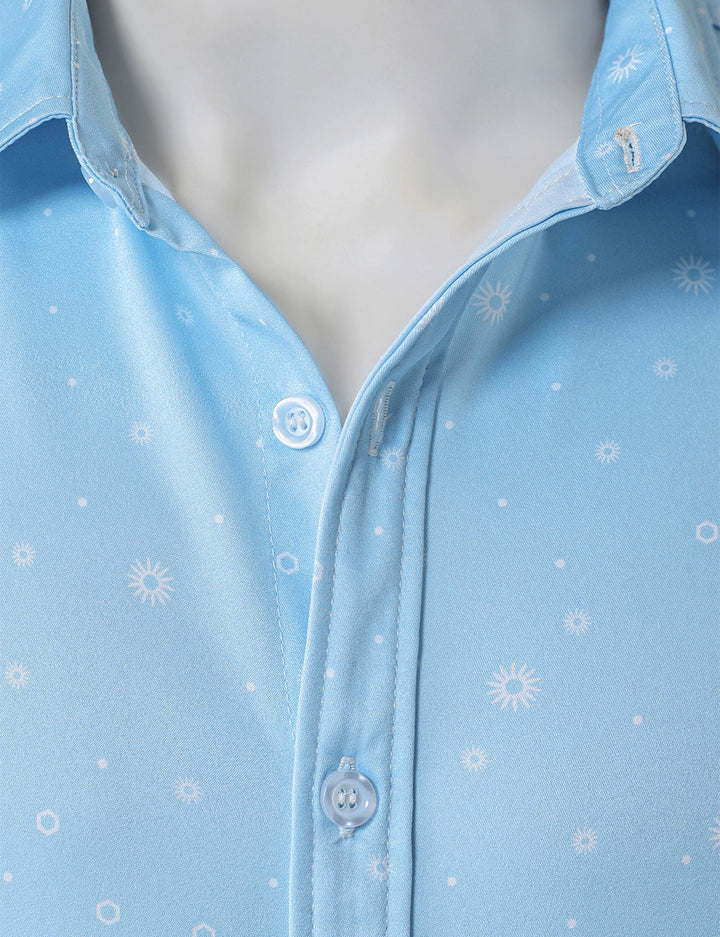 Chemise à manches longues bleue décontractée à imprimé pour homme