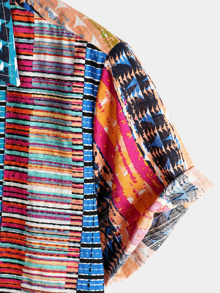 Chemise rayée à manches courtes pour hommes